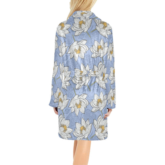 Lotus Pattern Print Design 04 Women's Fleece Robe