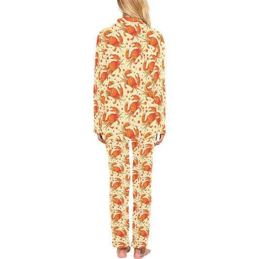 Crab Pattern Print Design 01 Women's Long Pajama Set