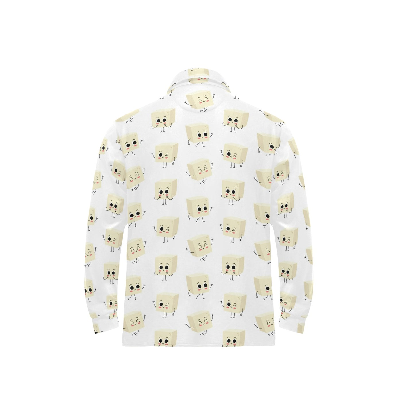 Tofu Print Design LKS301 Long Sleeve Polo Shirt For Men's