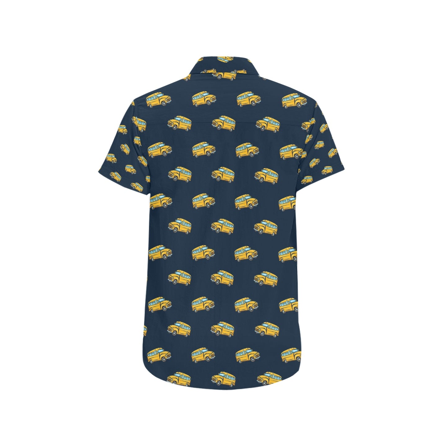 School Bus Print Design LKS304 Men Short Sleeve Button Up Shirt
