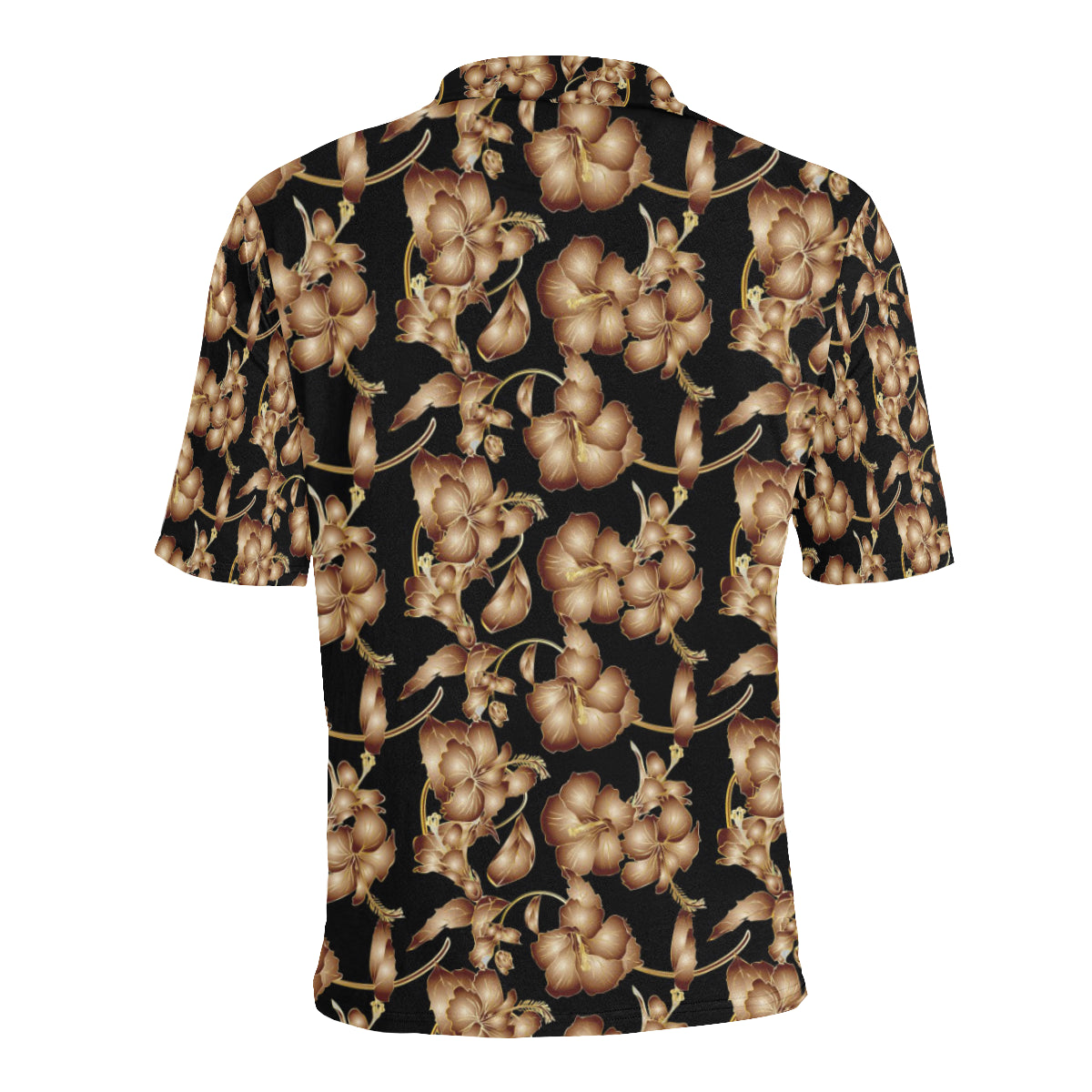 Brown Hibiscus Pattern Print Design HB06 Men Polo Shirt