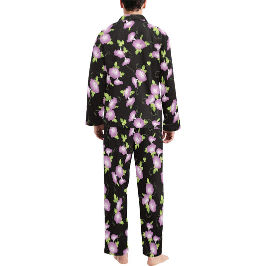 Morning Glory Pattern Print Design MG02 Men's Long Pajama Set