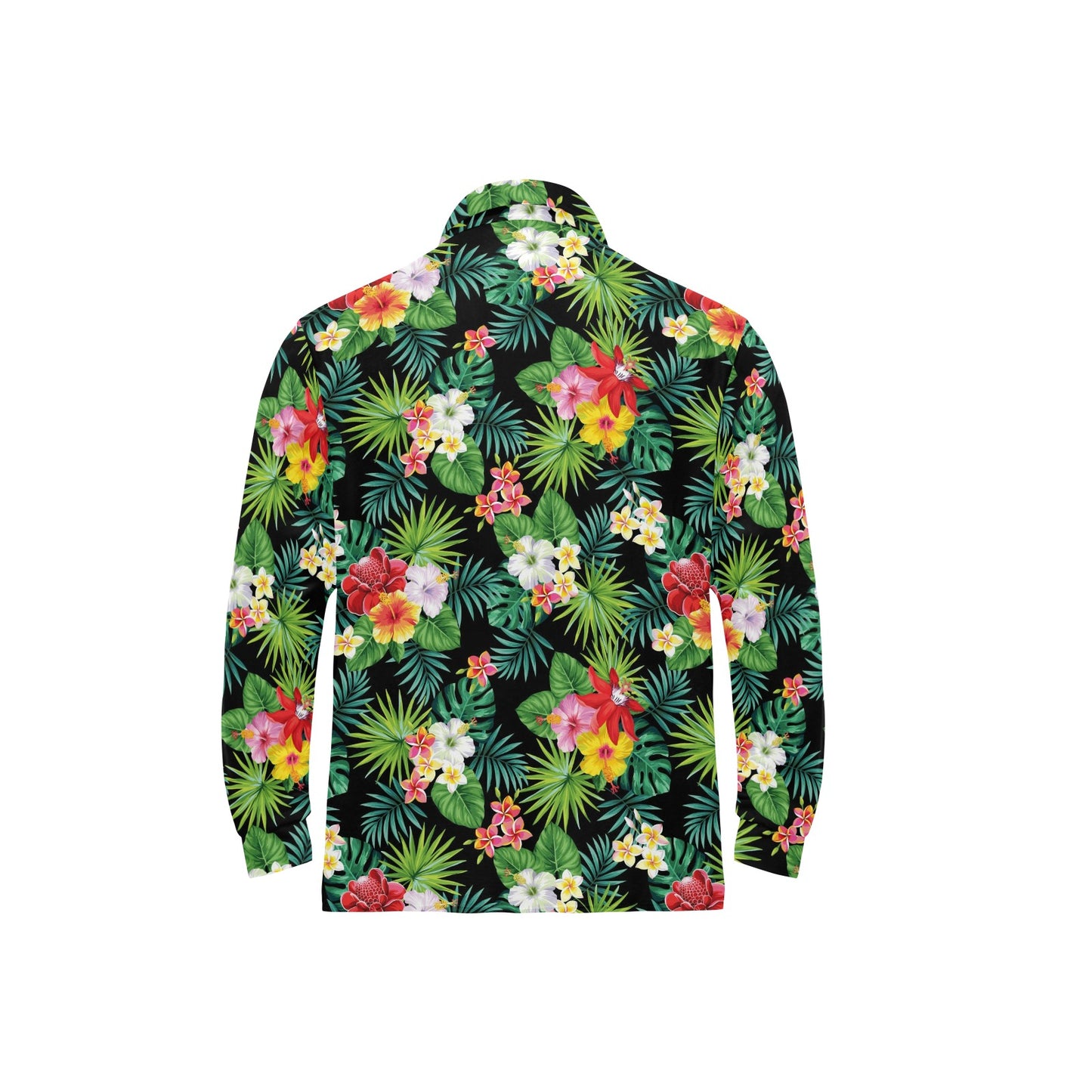 Hibiscus Hawaiian flower tropical Long Sleeve Polo Shirt For Men's