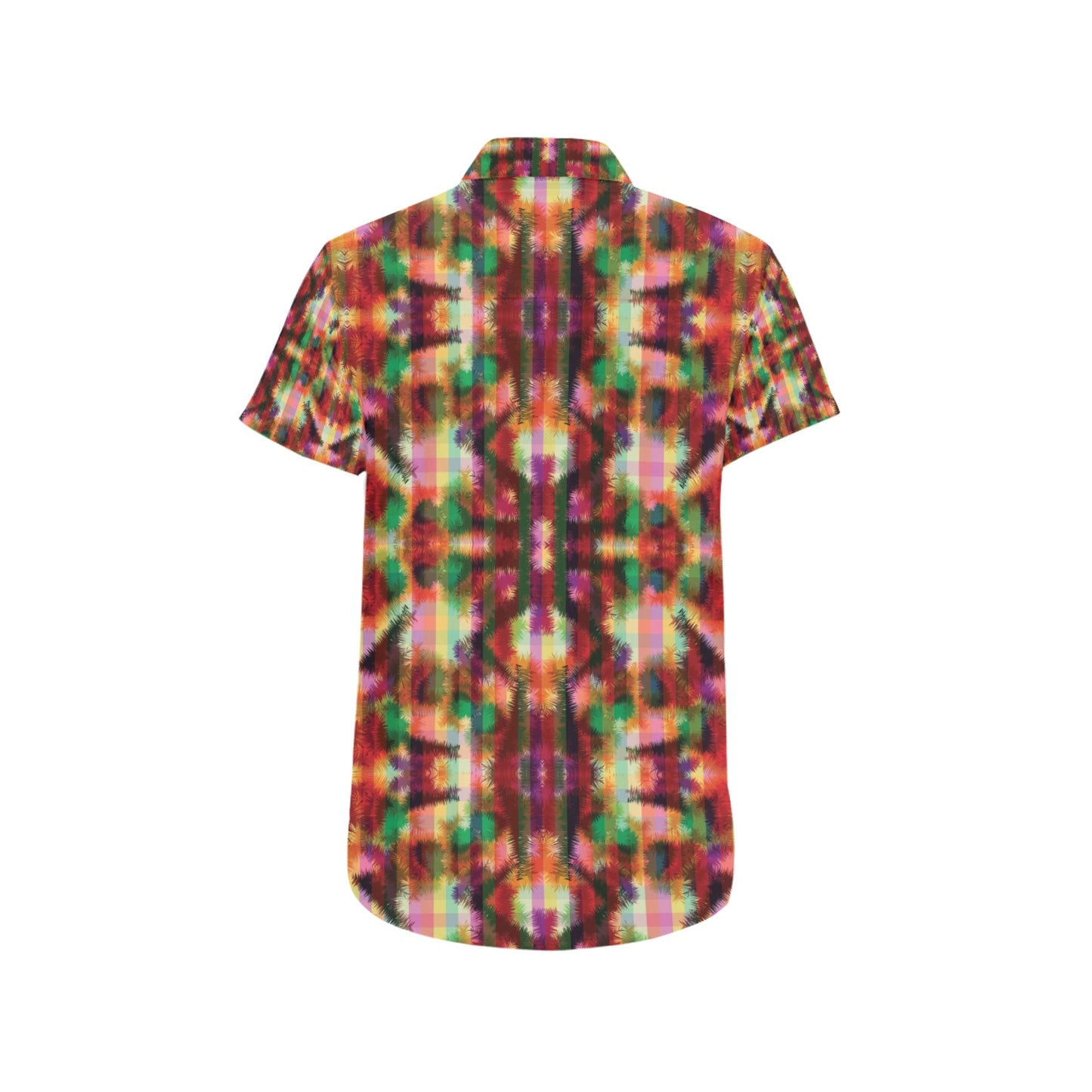 Tie Dye Print Design LKS301 Men Short Sleeve Button Up Shirt