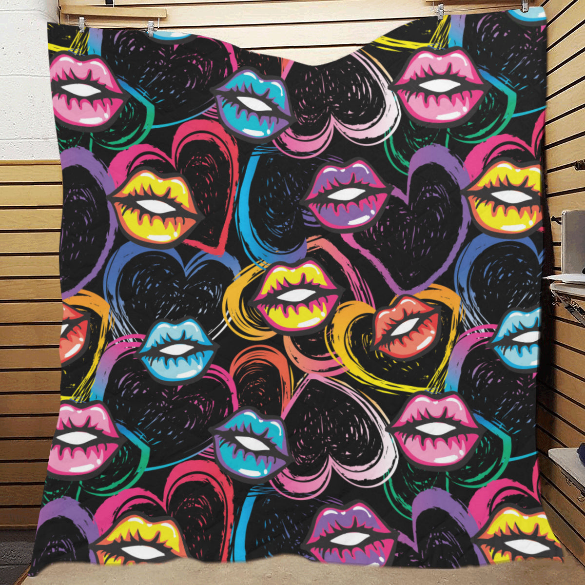 Pop Art Lip Pattern Print Design A03 Premium Quilt