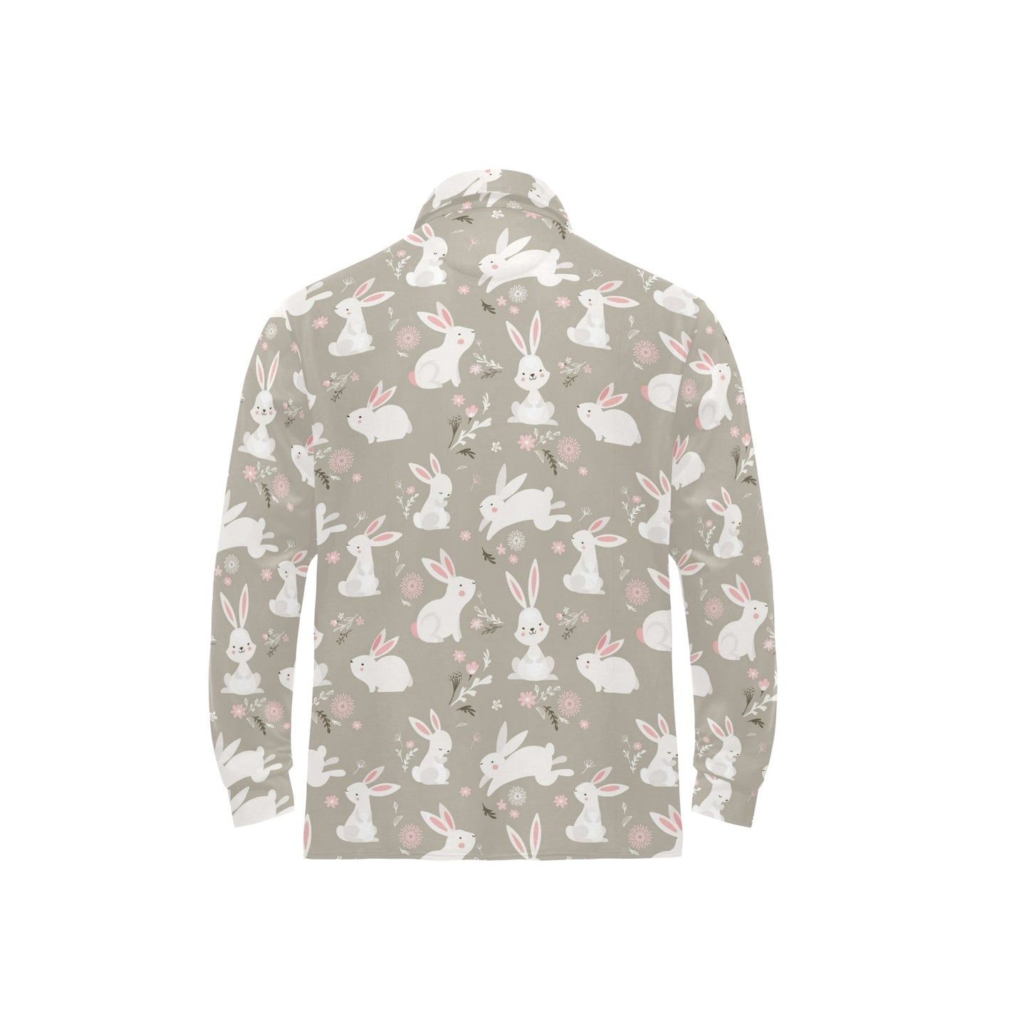 Rabbit Pattern Print Design RB03 Long Sleeve Polo Shirt For Men's