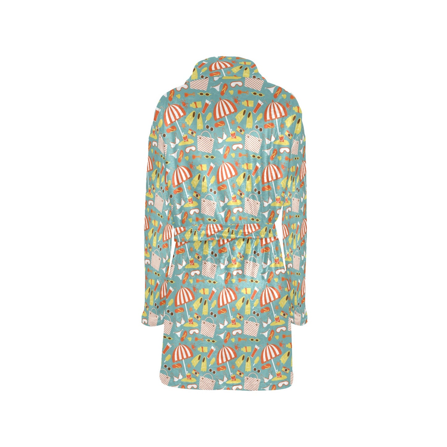 Beach Scene Pattern Print Design 02 Women's Fleece Robe