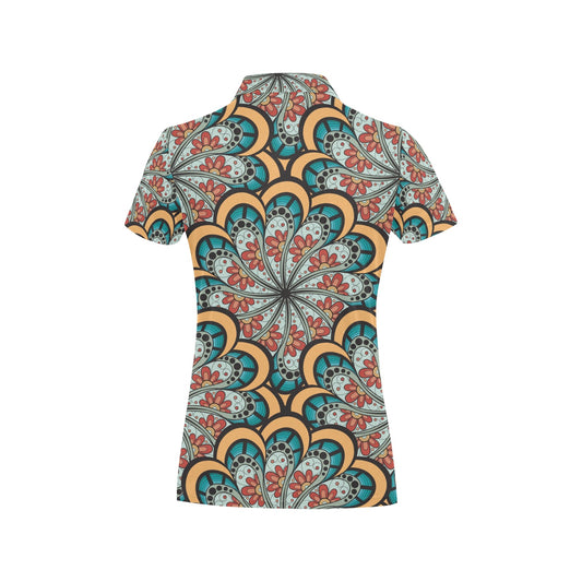 Mandala Pattern Print Design 01 Women's Polo Shirt