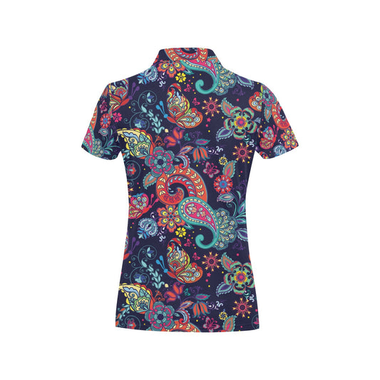 Paisley Boho Pattern Print Design A06 Women's Polo Shirt