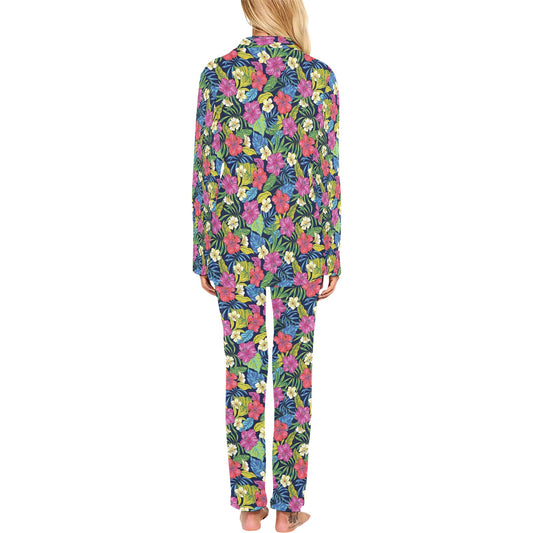 Hibiscus Print Design LKS3010 Women's Long Pajama Set