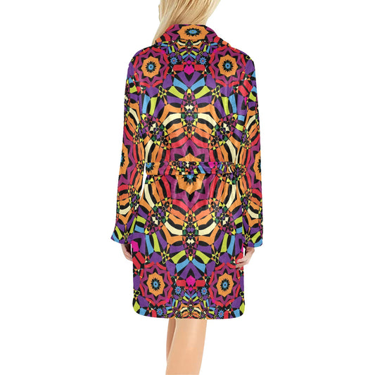Kaleidoscope Pattern Print Design 01 Women's Fleece Robe