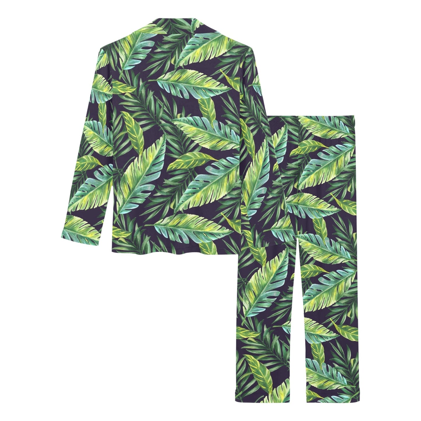 Tropical Flower Pattern Print Design TF06 Women's Long Pajama Set