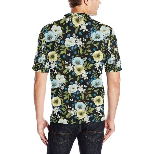 Anemone Pattern Print Design AM03 Men Polo Shirt