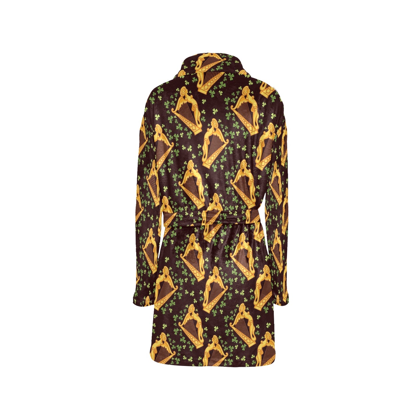 Harp Pattern Print Design 02 Women's Fleece Robe