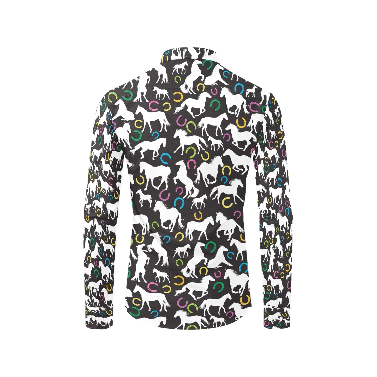 Horse Hoof Colorful Print Design LKS301 Men's Long Sleeve Dress Shirt
