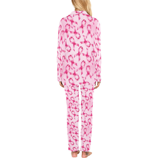 Breast cancer Pattern Print Design 04 Women's Long Pajama Set