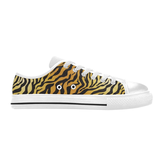 Tiger Print Design LKS302 Women's White Low Top Shoes
