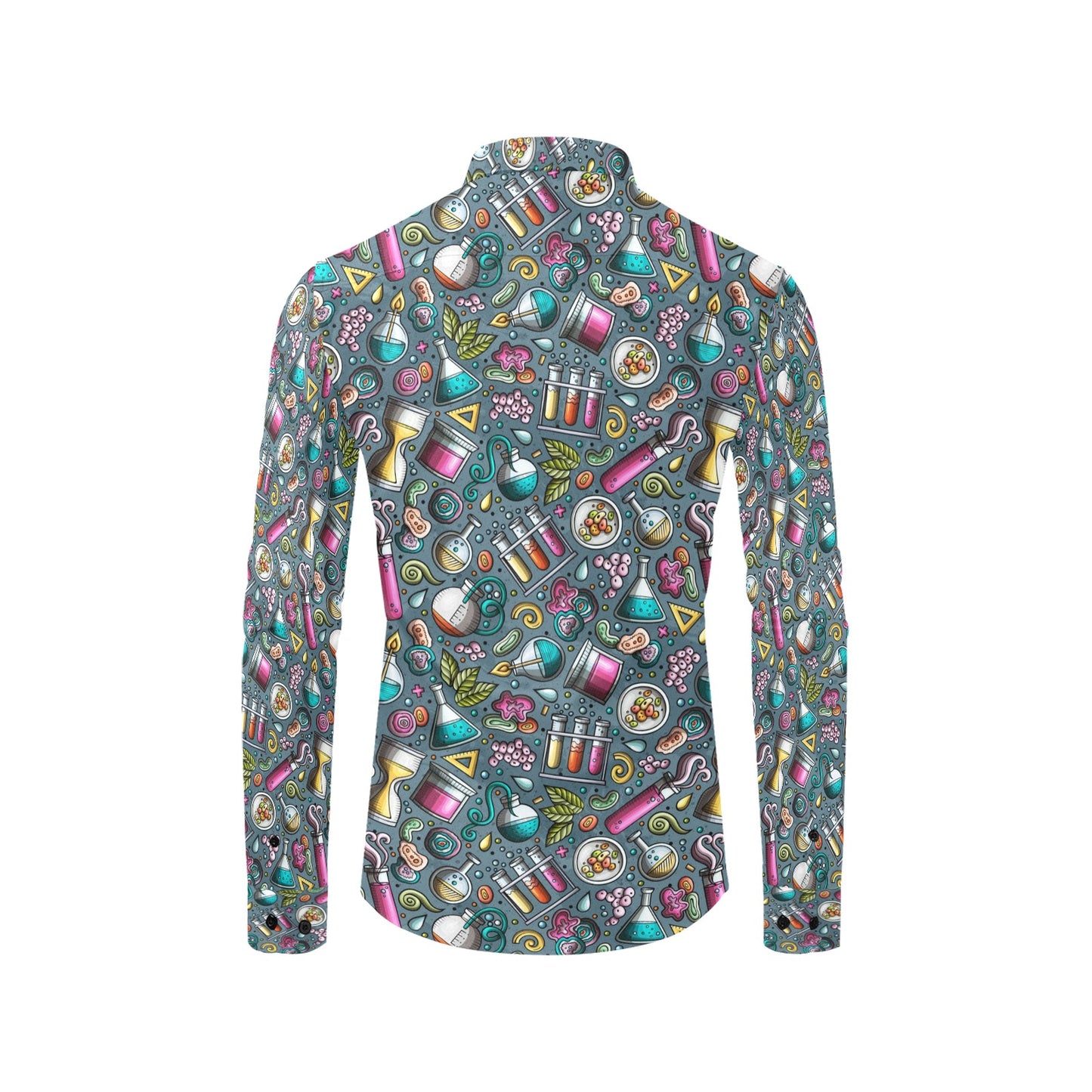 Science Print Design LKS304 Men's Long Sleeve Dress Shirt