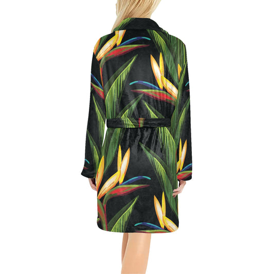 Bird Of Paradise Pattern Print Design BOP012 Women's Fleece Robe