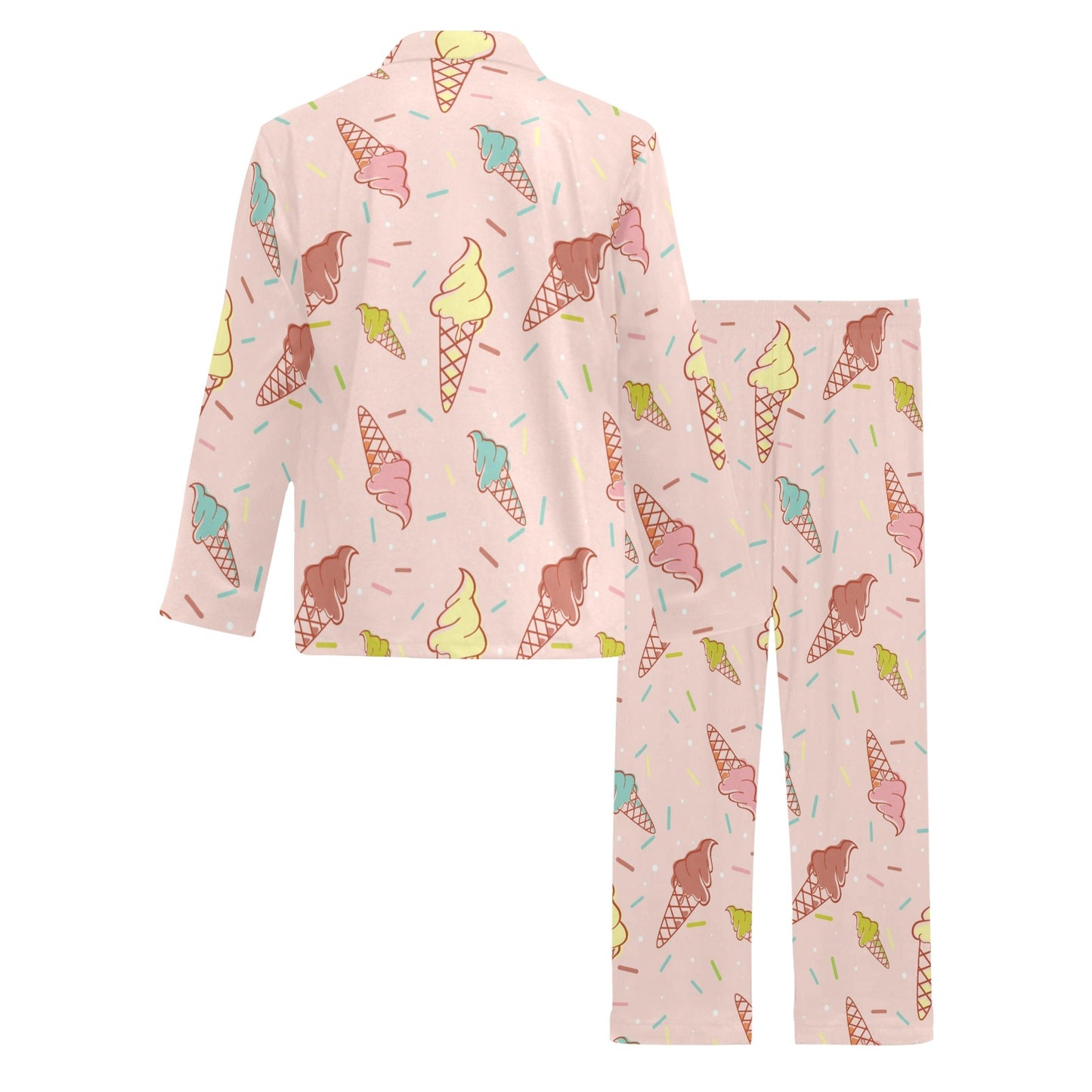 Ice Cream Pattern Print Design 02 Men's Long Pajama Set