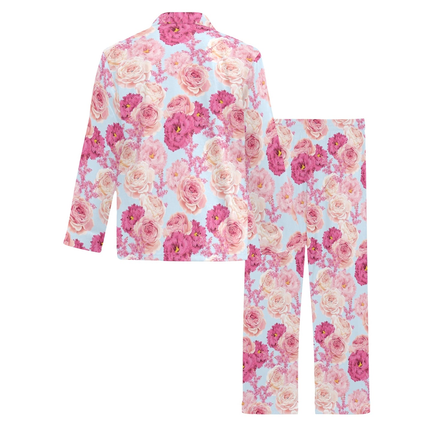 Lisianthus Pattern Print Design LT05 Men's Long Pajama Set