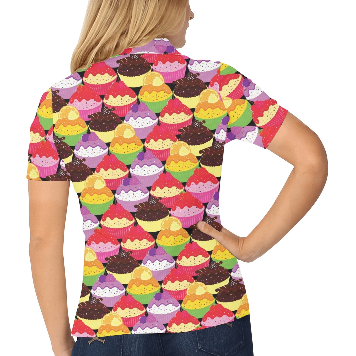Cupcake Pattern Print Design CP02 Women's Polo Shirt
