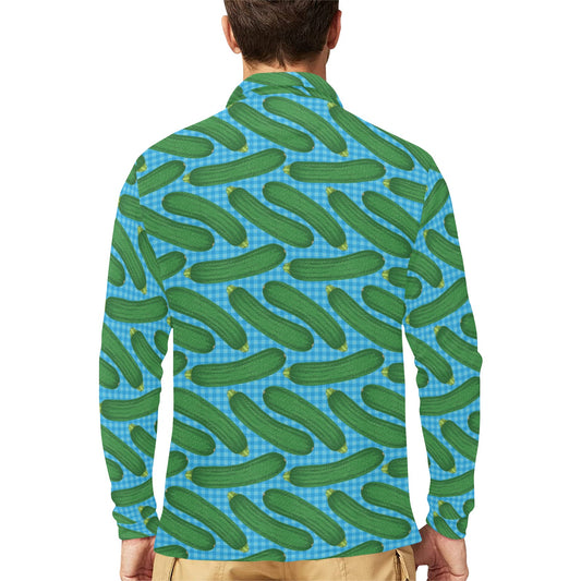 Zucchini Print Design LKS301 Long Sleeve Polo Shirt For Men's