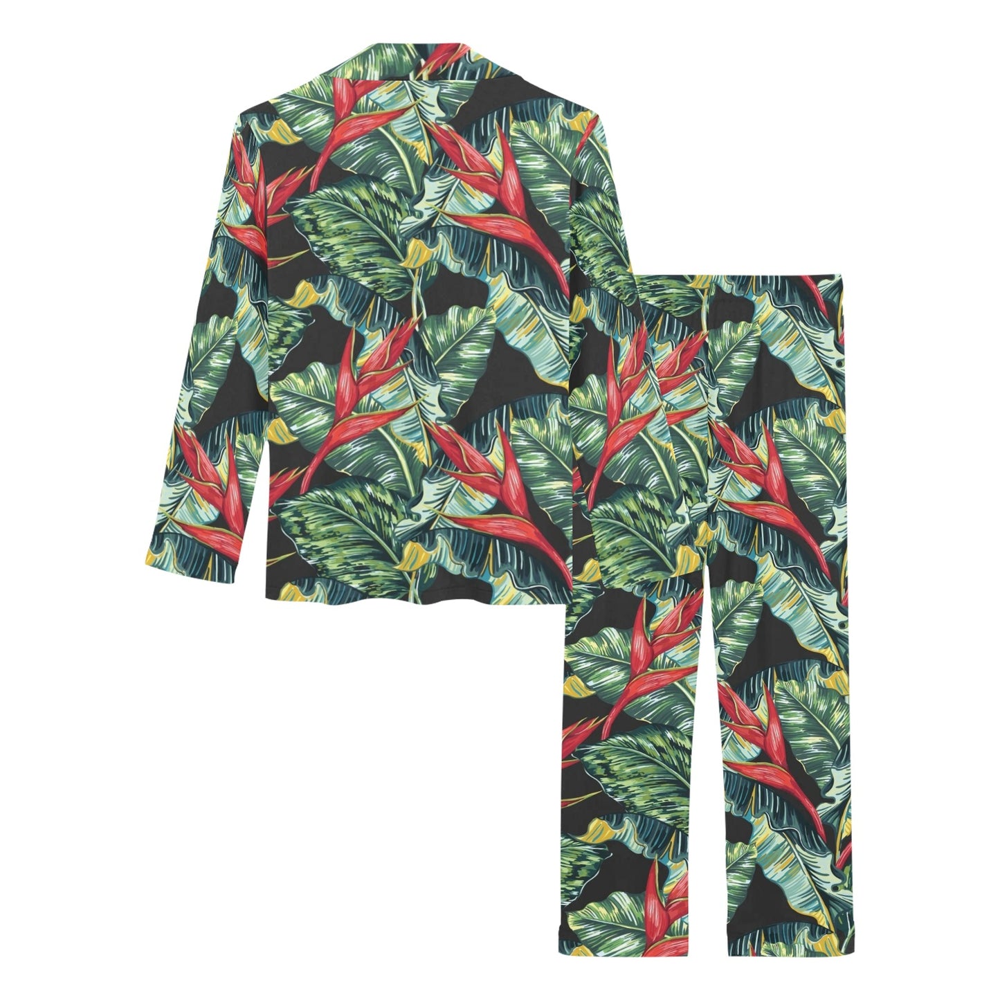 Bird Of Paradise Pattern Print Design BOP06 Women's Long Pajama Set