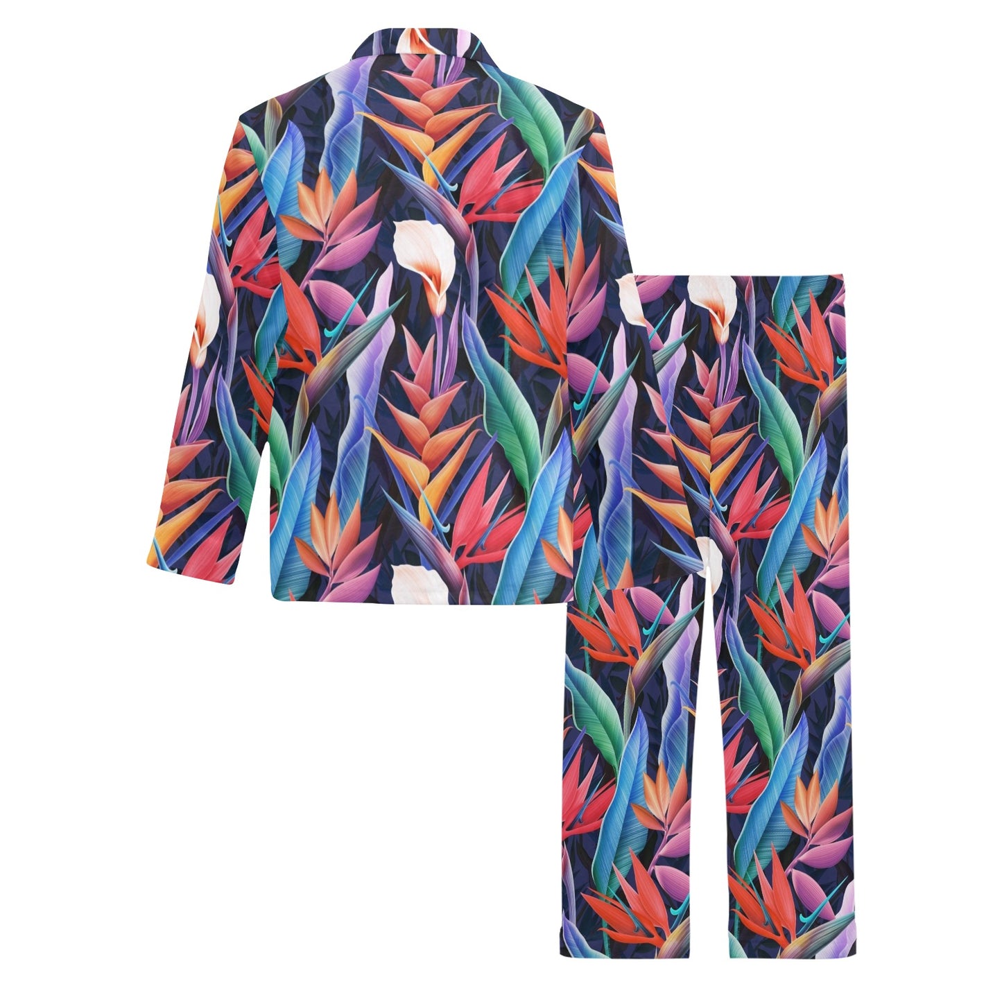 Tropical Flower Pattern Print Design TF023 Men's Long Pajama Set
