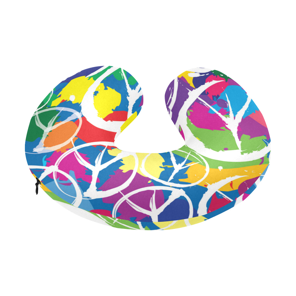 Peace Sign Colorful Pattern Print Design A02 U-Shaped Travel Neck Pillow