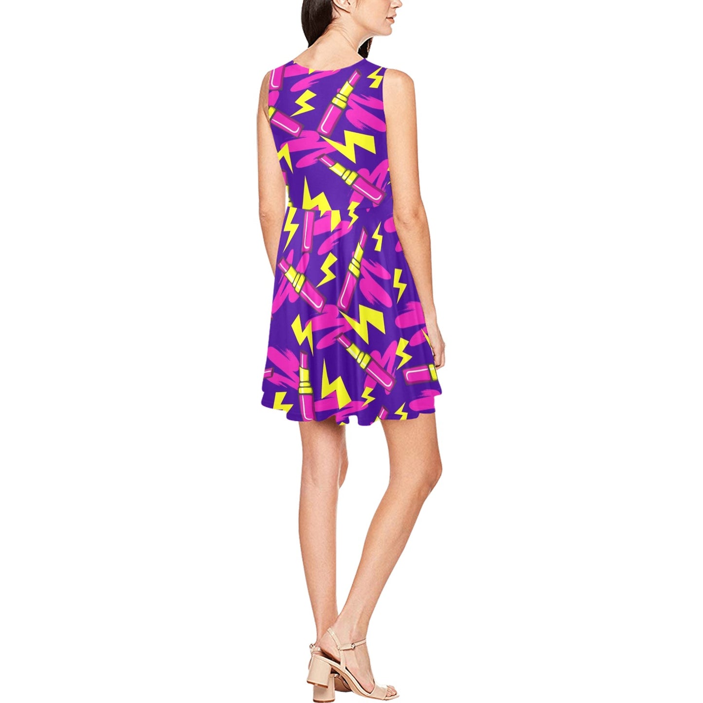 Lipstick Pattern Print Design LT04 Sleeveless Dress
