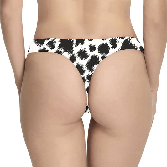 Cheetah Black Print Pattern Women's Thongs