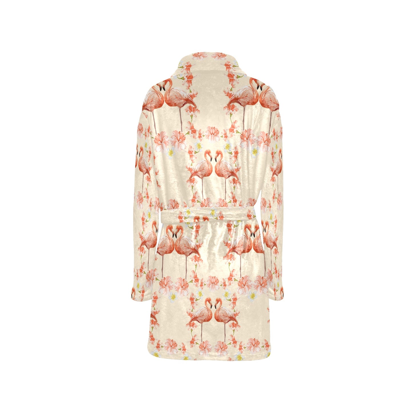 Flamingo Hibiscus Print Pattern Women's Fleece Robe