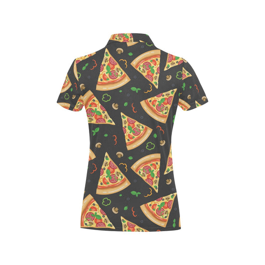 Pizza Pattern Print Design A02 Women's Polo Shirt