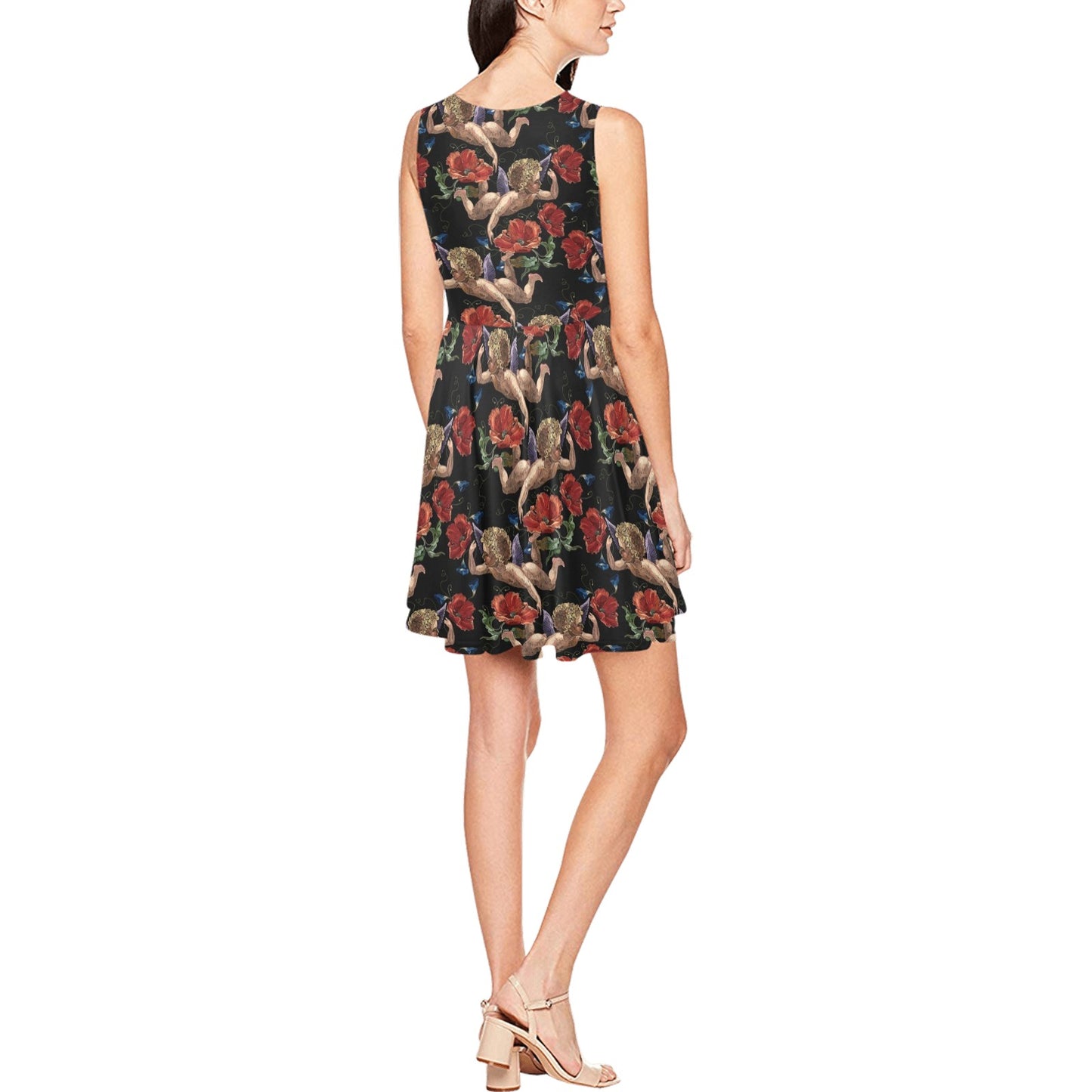 Cupid Pattern Print Design 05 Sleeveless Dress