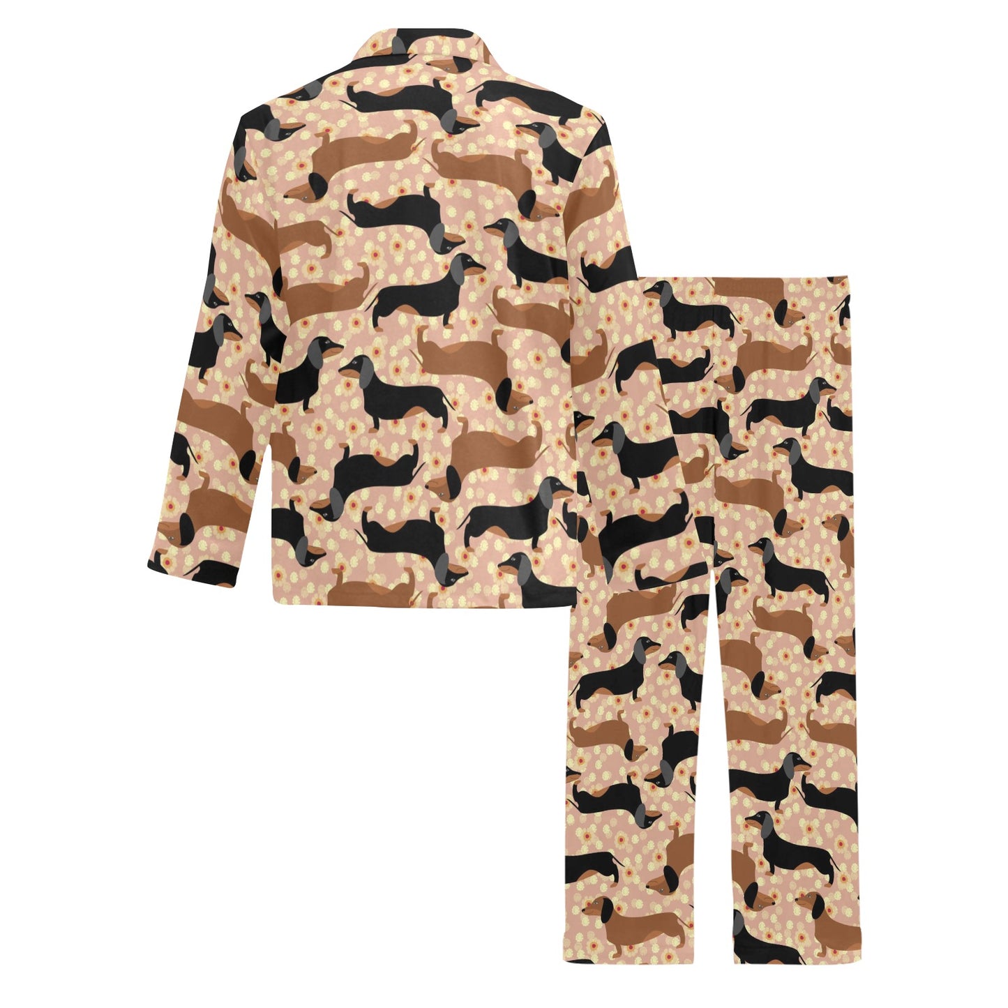 Dachshund Pattern Print Design 011 Men's Long Pajama Set