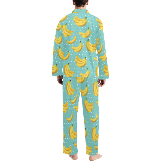 Banana Pattern Print Design BA02 Men's Long Pajama Set