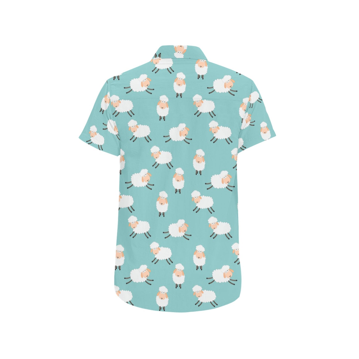 Sheep Print Design LKS406 Men Short Sleeve Button Up Shirt