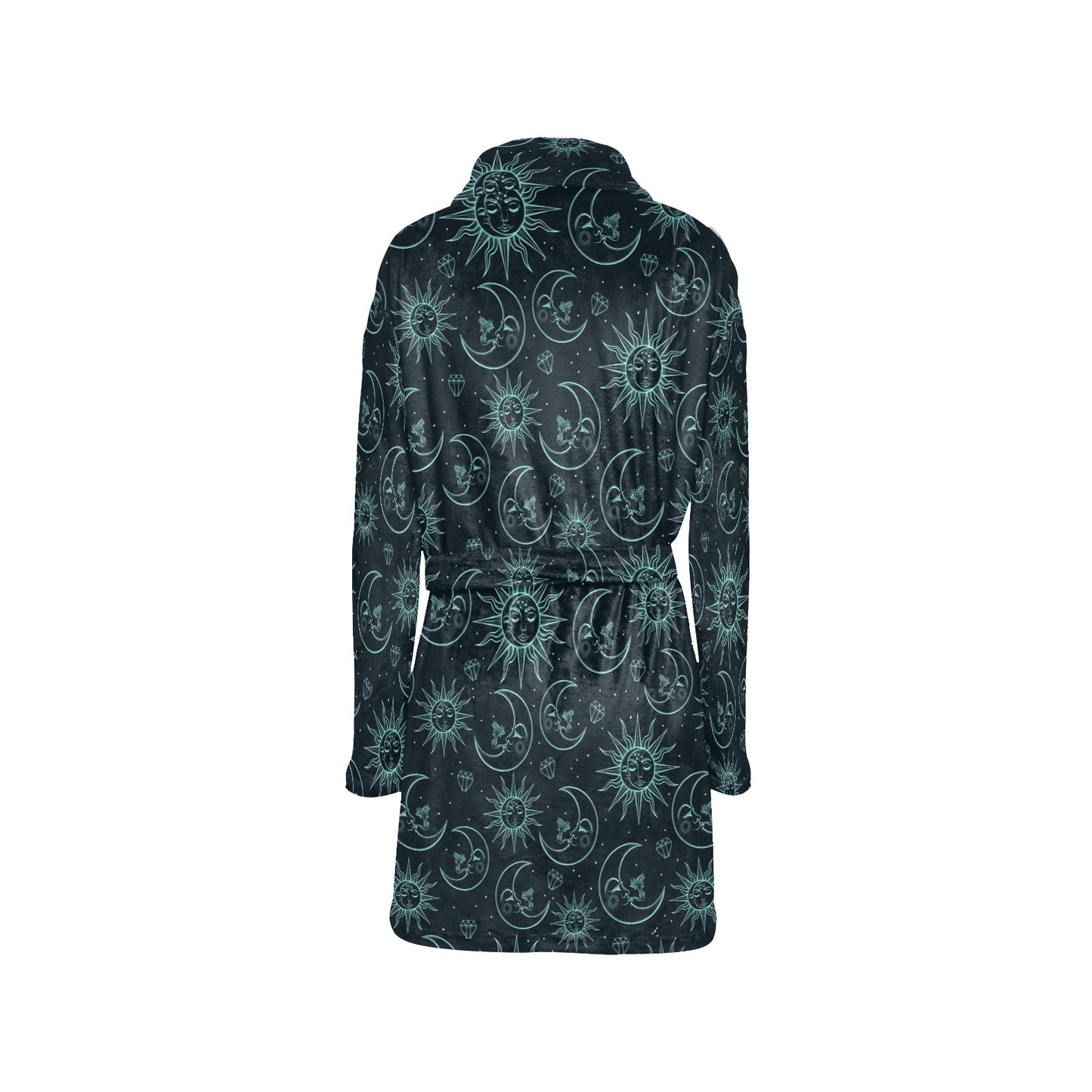 Sun Moon Magic Design Themed Print Women's Fleece Robe