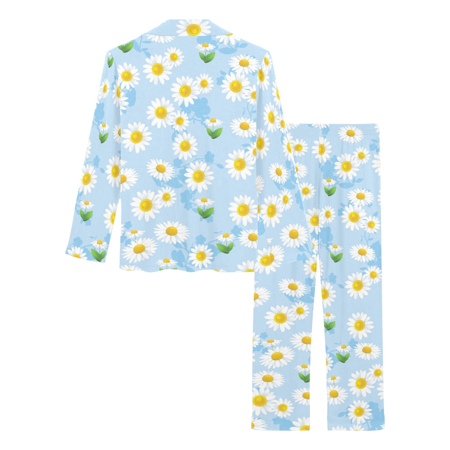 Daisy Pattern Print Design DS010 Women's Long Pajama Set