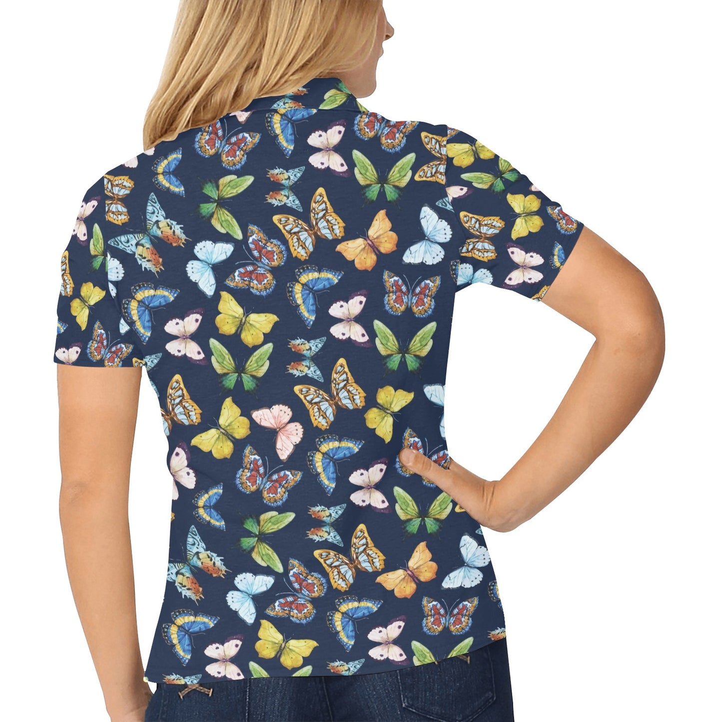Butterfly Beautiful Print Pattern Women's Polo Shirt