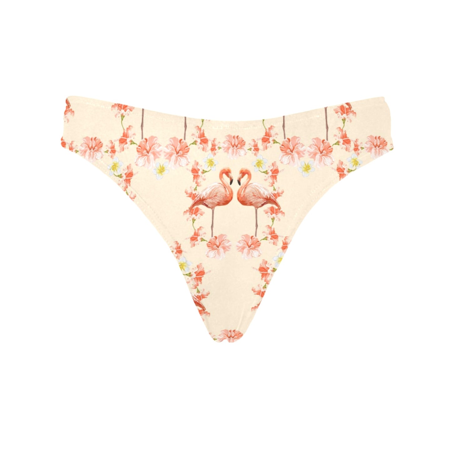 Flamingo Hibiscus Print Pattern Women's Thongs