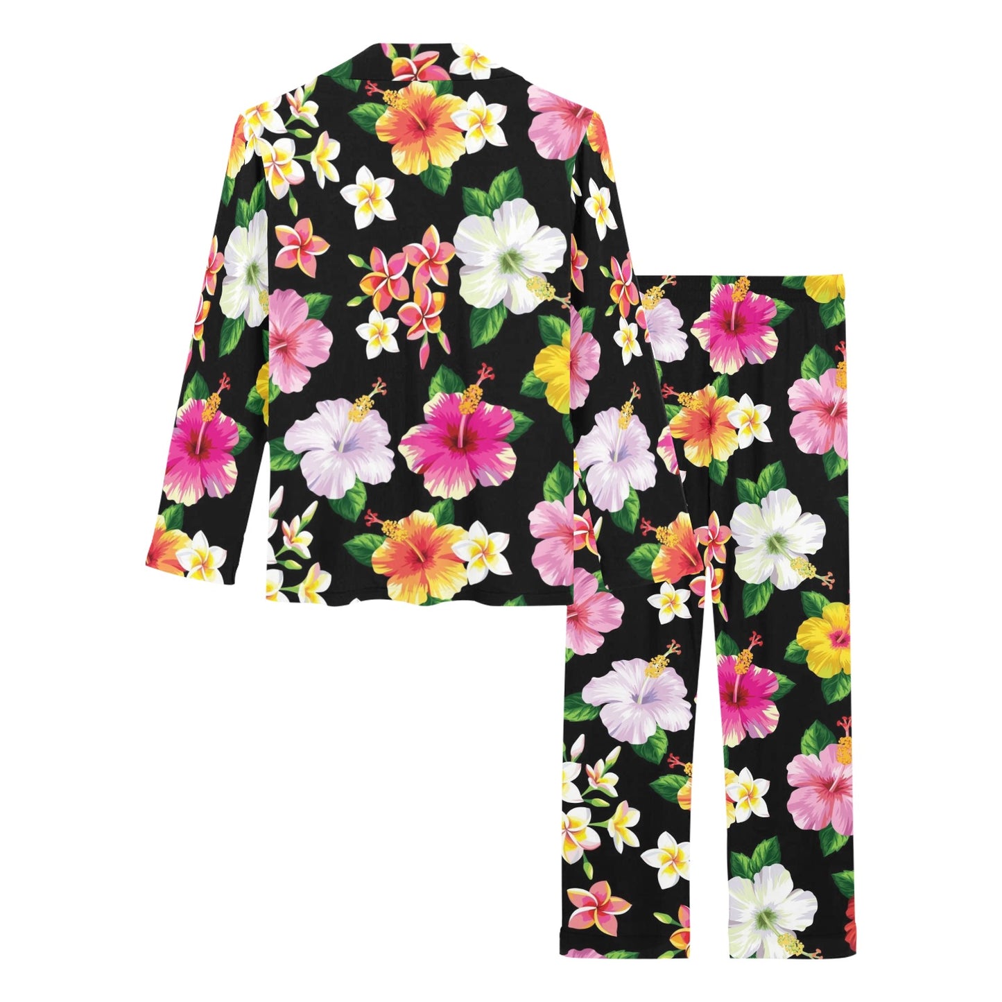 Hibiscus Pattern Print Design HB025 Women's Long Pajama Set