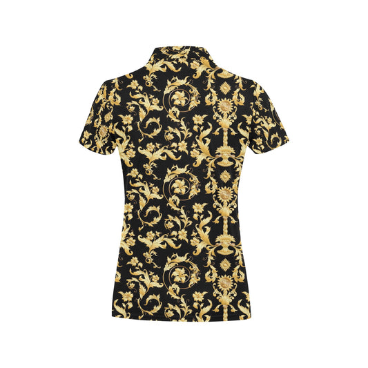 Baroque Golden Pattern Print Design 04 Women's Polo Shirt