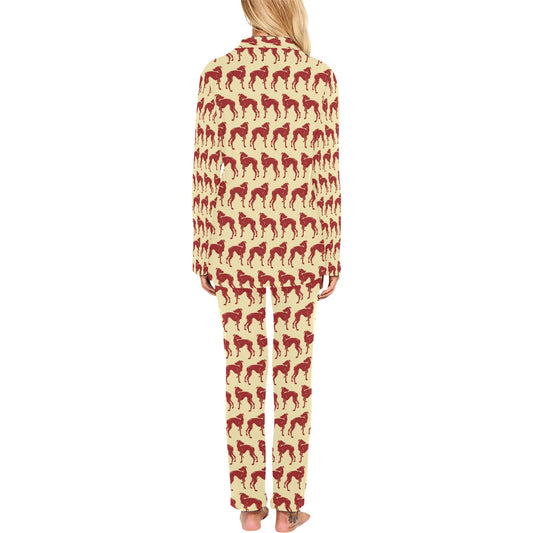 Whippets Print Design LKS301 Women's Long Pajama Set