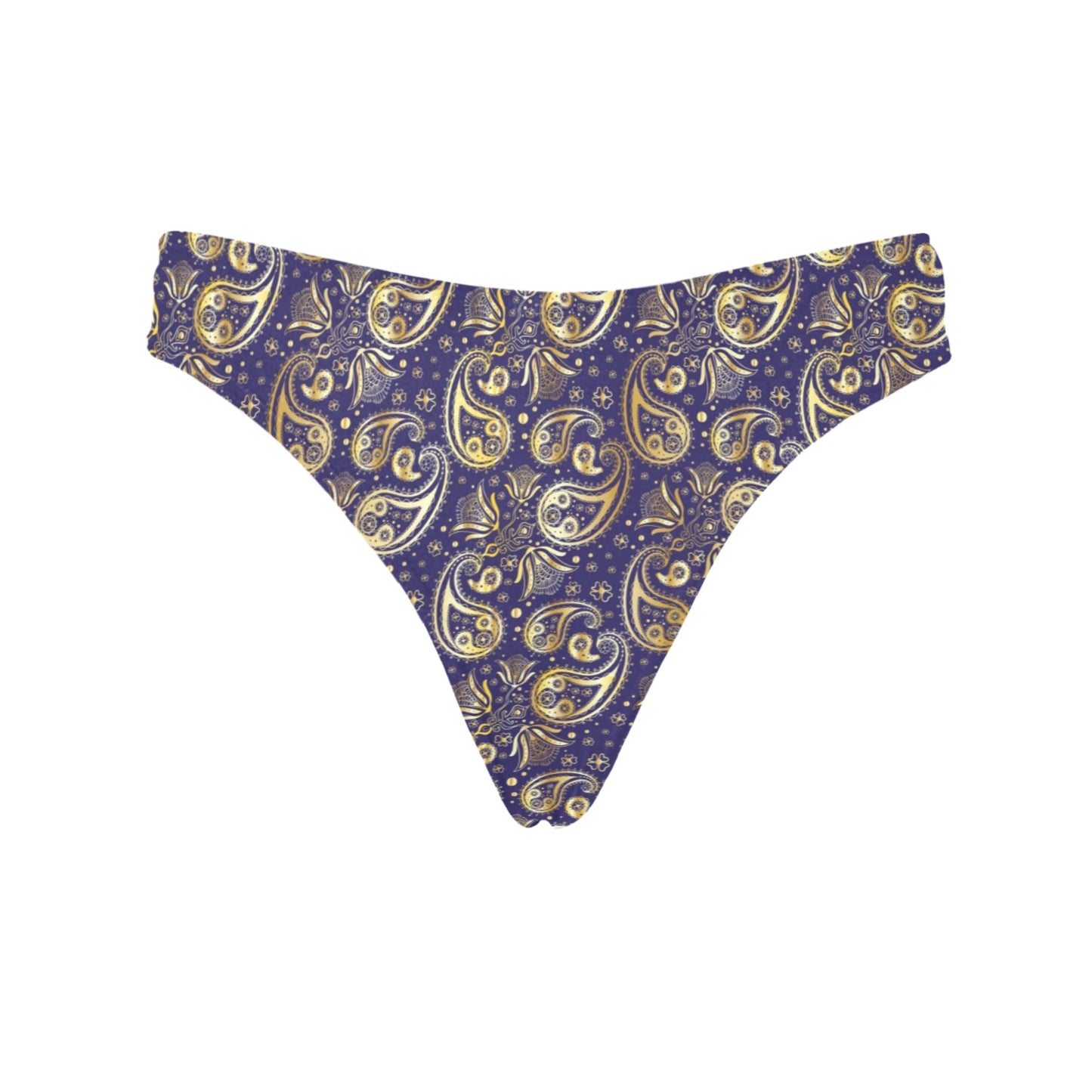 Paisley Blue Yellow Design Print Women's Thongs