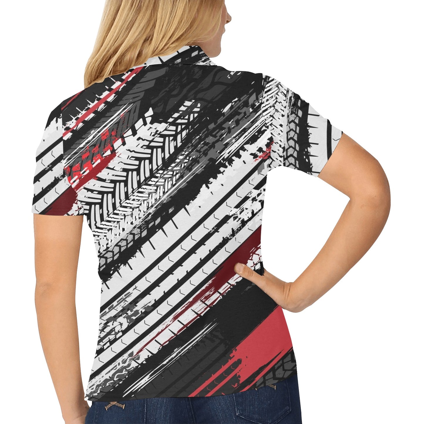 Racing Pattern Print Design A03 Women's Polo Shirt