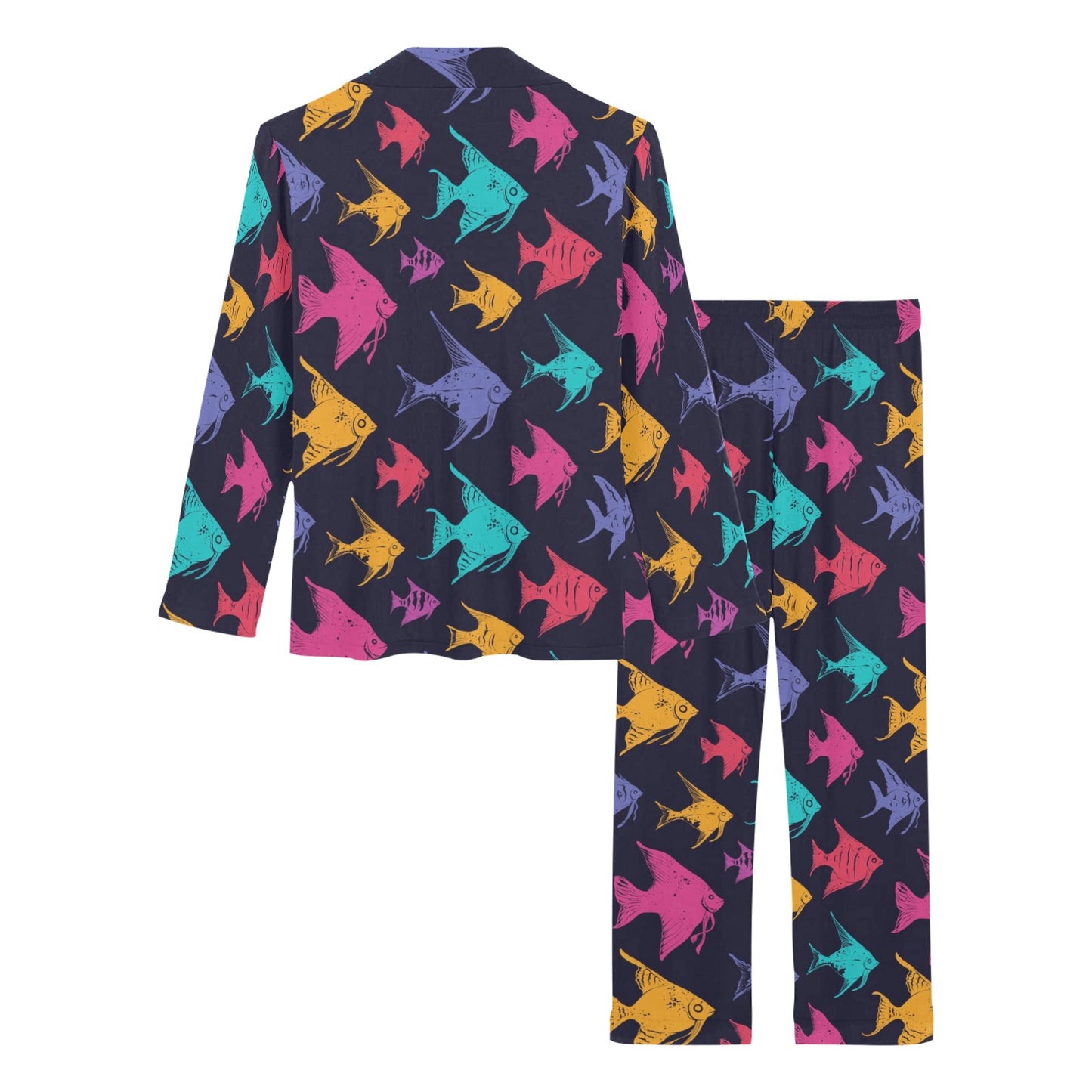 Angelfish Colorful Pattern Print Design 03 Women's Long Pajama Set