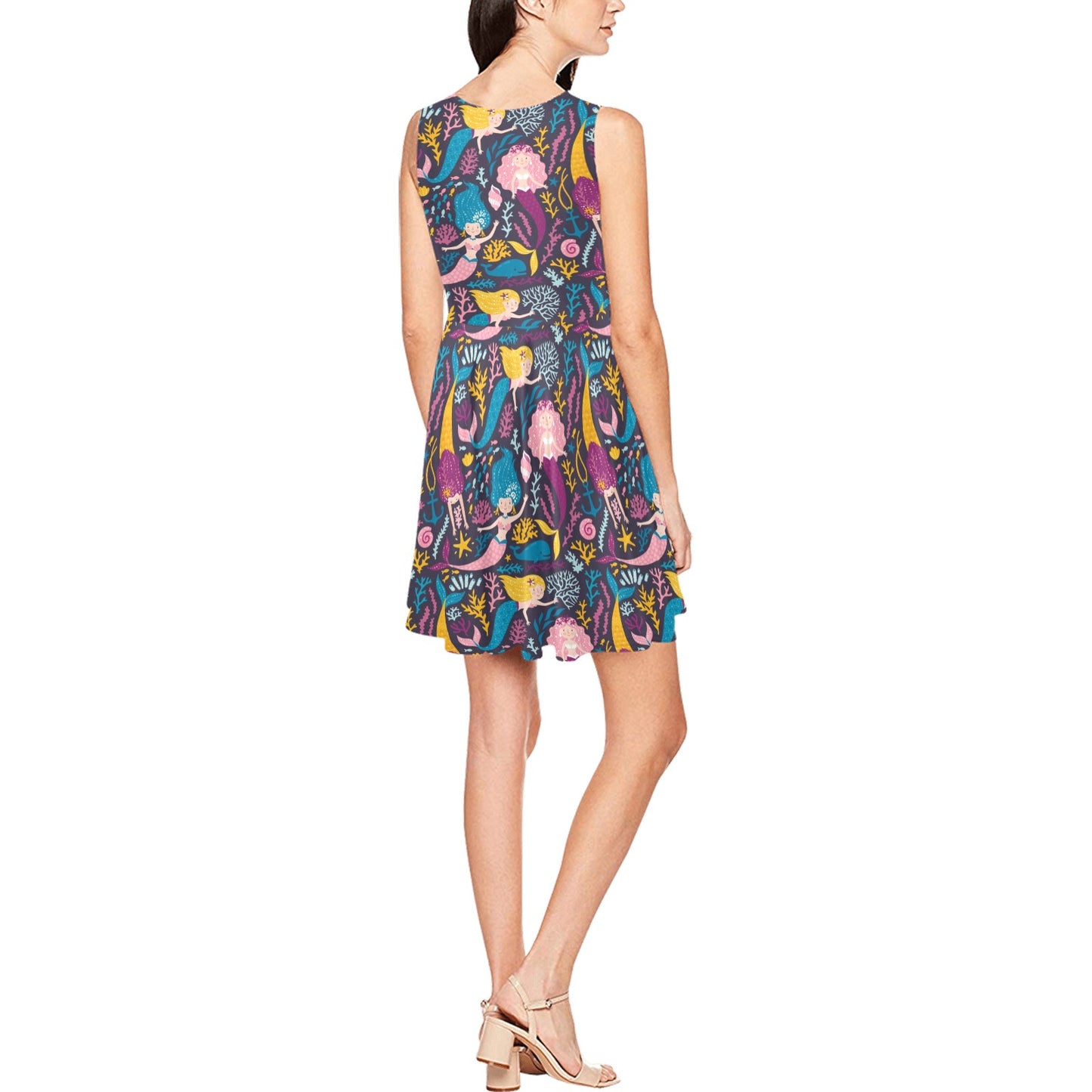 Mermaid Pattern Print Design 08 Sleeveless Dress