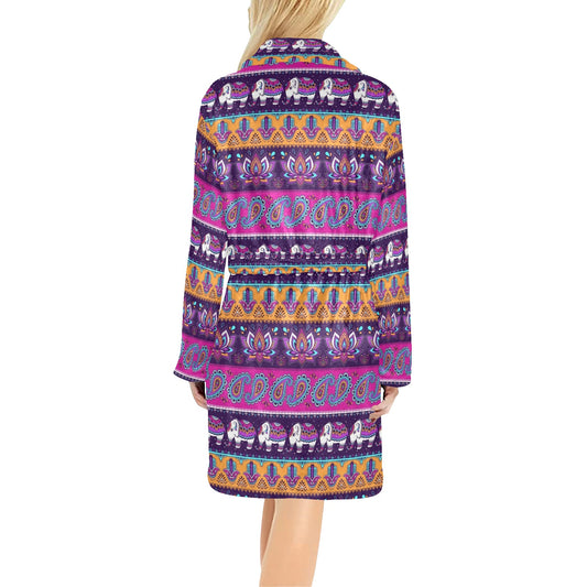 Boho Indian Style Pattern Women's Fleece Robe